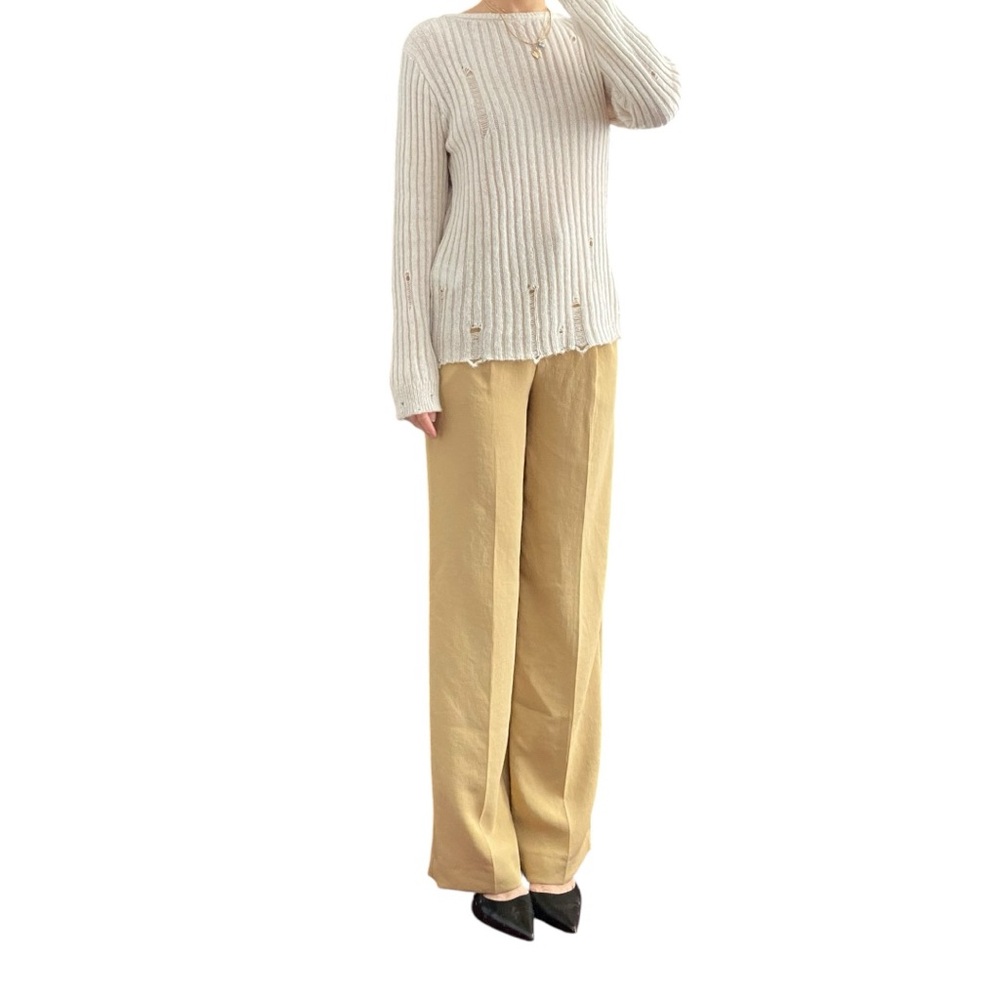 Zara Wool and Alpaca Blend Distressed Cream Sweater Size S